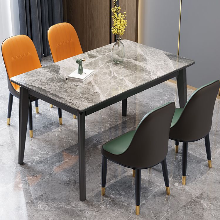Fixed Minimalist Sintered Stone Top Kitchen Table Set of 4 Black Legs for Dining Room Clearhalo 'Dining Room Sets' 'Dining Tables & Seating' 'dining_room_set' 'furn' 'furn_dining_room_set' 'Furniture' 'furniture_dining_room_set' 'Kitchen & Dining Furniture' 'kitchen&dining_furn' 'kitchen' 1200x1200_4ac0bc82-0983-4fef-8822-9f9e8eaa8bbb