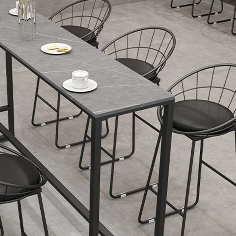 Black and Metal Base Table Industrial Rectangle Sintered Stone Bar Table Clearhalo 'Bar Furniture' 'Bar Tables' 'bar_tables' 'furn' 'furn_bar_tables' 'Furniture' 'Kitchen & Dining Furniture' 1200x1200_4ac19dae-15b5-4dfc-a936-ef6e08d1b3c6