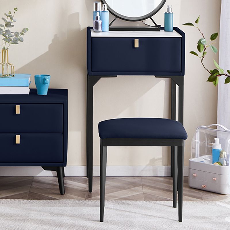 Wood/Stone Vanity Set with Stool, 1 Drawer Modern Dresser - 30.7" H Clearhalo 'Bedroom Furniture' 'furn' 'furn_makeup_vanities' 'Furniture' 'Makeup Vanities' 'makeup_vanities' 1200x1200_4ac223f2-12a6-4bbb-944b-cc911485080e