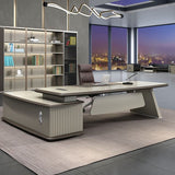 Scrivania per ufficio contemporanea scrivania esecutiva a forma di legno artificiale con 2 cassetti