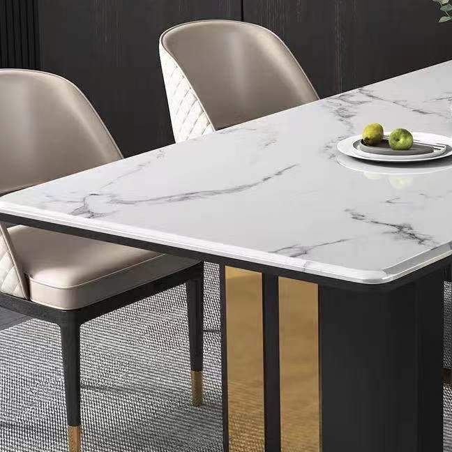 Marble Dining Table for Restaurant Luxury Rectangle Table with Gold Metal Pedestal Clearhalo ' dining_table' 'Dining Tables & Seating' 'Dining Tables' 'furn' 'furn_dining_table' 'Furniture' 'furniture_dining_table' 'Kitchen & Dining Furniture' 'kitchen&dining_furn' 'kitchen' 'kitchen_dining_table' 1200x1200_4ac5accd-0b91-408d-bfaf-36cd86e061ae