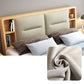 Natural Bed Frame Wood and Upholstered Standard Bed Upholstered Headboard
