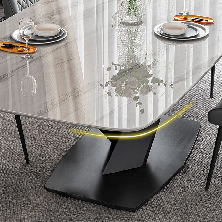 Minimalist Dining Set with Sintered Stone Dining Table and Upholstered Chairs Clearhalo 'Dining Room Sets' 'Dining Tables & Seating' 'dining_room_set' 'furn' 'furn_dining_room_set' 'Furniture' 'furniture_dining_room_set' 'Kitchen & Dining Furniture' 'kitchen&dining_furn' 'kitchen' 1200x1200_4ac616b7-56a6-456e-9a09-660635be92d4