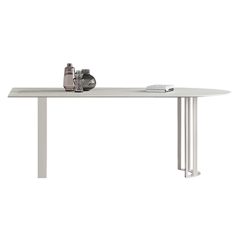 Irregular Sintered Stone Dining Table Modern Island Table with White/Black Double Pedestal Clearhalo ' dining_table' 'Dining Tables & Seating' 'Dining Tables' 'furn' 'furn_dining_table' 'Furniture' 'furniture_dining_table' 'Kitchen & Dining Furniture' 'kitchen&dining_furn' 'kitchen' 'kitchen_dining_table' 1200x1200_4ac6298a-fc00-43c2-8b67-744380d51b0a