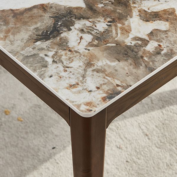 Rectangle Mid-Century Modern Dining Table Brown Tone Fixed Table with Sintered Stone Clearhalo ' dining_table' 'Dining Tables & Seating' 'Dining Tables' 'furn' 'furn_dining_table' 'Furniture' 'furniture_dining_table' 'Kitchen & Dining Furniture' 'kitchen&dining_furn' 'kitchen' 'kitchen_dining_table' 1200x1200_4ac6d7b7-b958-4b15-9ca0-619b070e4c4b