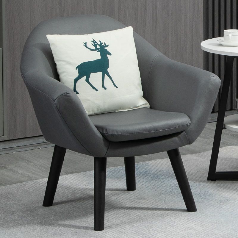 Modern Style Wood Armrest Cushion Back Strap Pillow Arm Chair