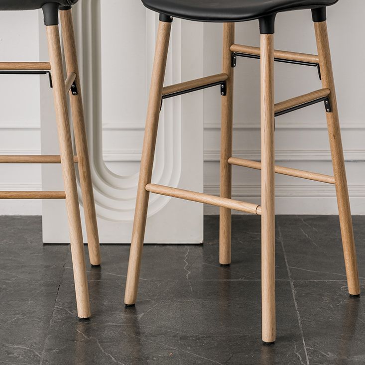 Faux Leather Counter Stool Modern Style Low Back Barstool with Solid Wood Legs Clearhalo 'Bar Furniture' 'Bar Stools' 'bar_stools' 'furn' 'furn_bar_stools' 'Furniture' 'Kitchen & Dining Furniture' 1200x1200_4ac7e93c-06b1-4416-af92-e1e93817f250