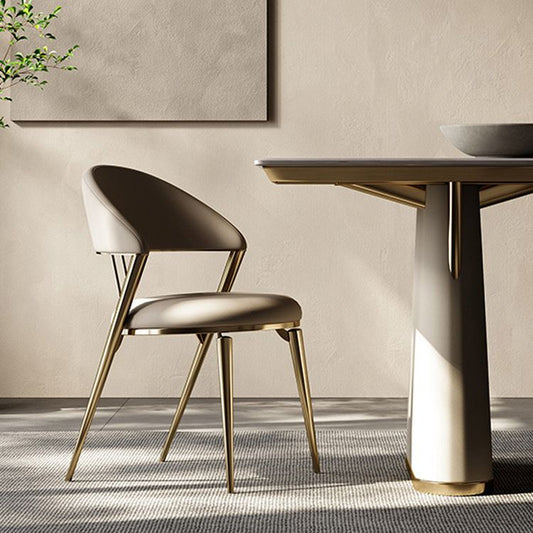 Glam Kitchen Side Chair Metal Legs Open Back Dining Armless Chair