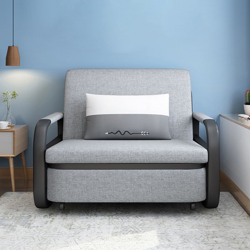 Contemporary Square Arm Cotton Blend Sofa Bed in Grey for 2 People Clearhalo 'furn' 'furn_sofas' 'Furniture' 'Living Room Furniture' 'Sofa' 'sofas' 1200x1200_4ac9ae57-289e-404b-8923-4c09b839b0a0