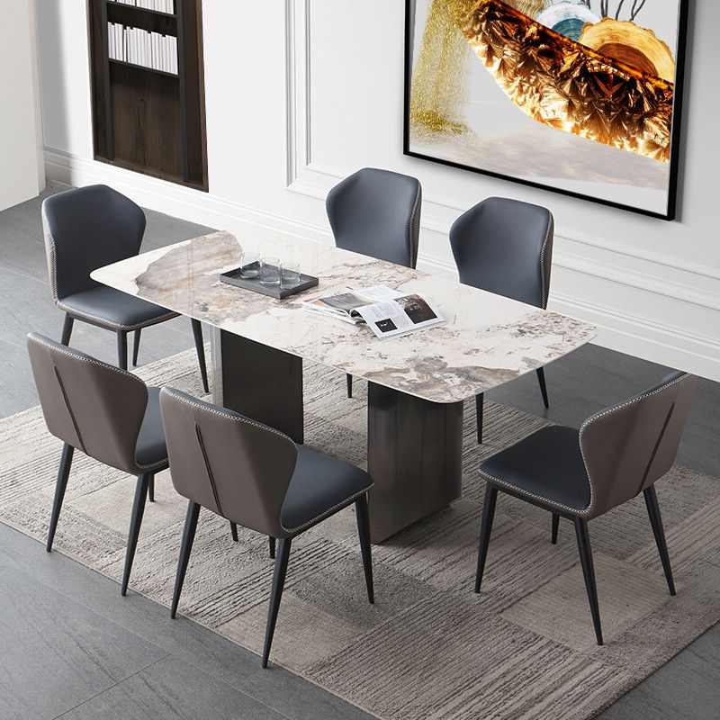 Modern Sintered Stone Top Dining Set Rectangle 1/2/5/7 Pieces Dining Area Table Set Clearhalo 'Dining Room Sets' 'Dining Tables & Seating' 'dining_room_set' 'furn' 'furn_dining_room_set' 'Furniture' 'furniture_dining_room_set' 'Kitchen & Dining Furniture' 1200x1200_4ac9c346-ec5f-46ff-b003-a6b3b72acf2f