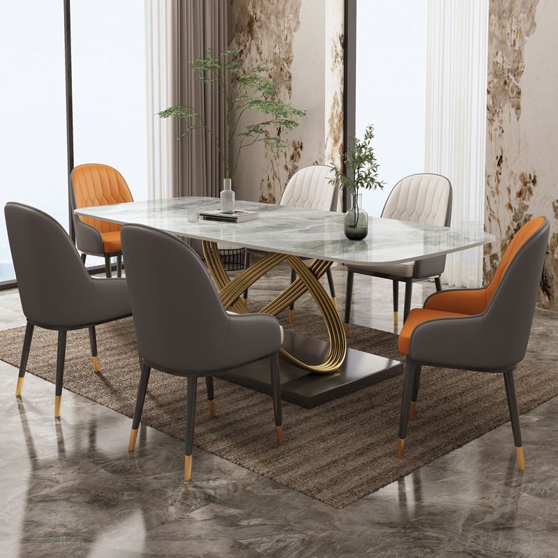 Table de salle à manger en pierre rectangulaire de Table de dinette de Style Glam pour la maison