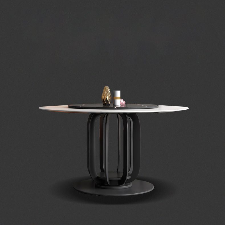 Round Stone Top Dining Table Contemporary Dining Table with Metal Pedestal Base Clearhalo 'Dining Tables & Seating' 'Dining Tables' 'dining_table' 'furn' 'furn_dining_table' 'Furniture' 'Kitchen & Dining Furniture' 1200x1200_4acb1678-f9b7-4a0a-9488-d6dc0fe57be9