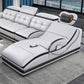 Modern Tufted Power Sectional & Chaise Gray Genuine Leather Sectional Sofa with Storage