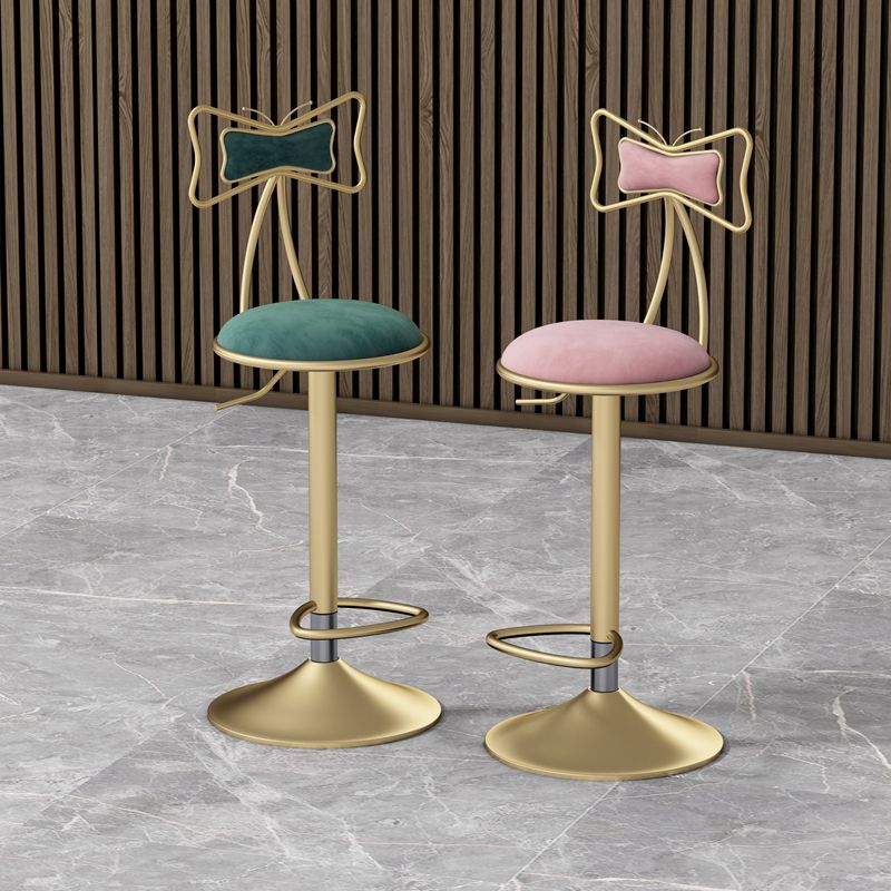 Glam Rotatable Liftable Counter Stool Iron Beauty Shop Bar Stool with Velvet Cushion Clearhalo 'Bar Furniture' 'Bar Stools' 'bar_stools' 'furn' 'furn_bar_stools' 'furniture_bar_stools' 'Kitchen & Dining Furniture' 'kitchen&dining_furn' 'kitchen' 'kitchen_furn' Furniture' 1200x1200_4acefc7c-2ed8-4db2-8485-eabd4c2e2cc7