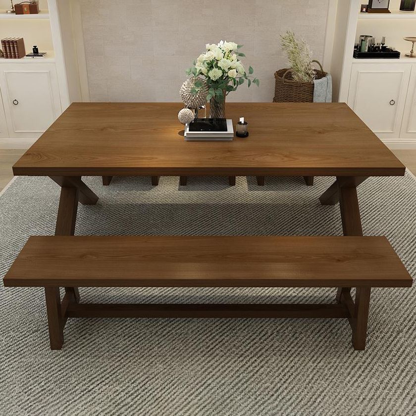 Mesa de comedor de madera de estilo industrial Mesa de comedor rectangular con patas de madera