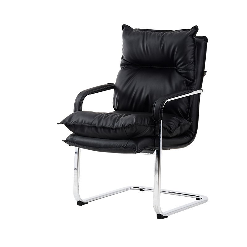 Contemporary Arm Chair Black Leather Fixed Arms Office Chair Clearhalo 'furn' 'furn_office_chair' 'Furniture' 'Office Chairs' 'Office Furniture' 'office_chair' 1200x1200_4ad1bef7-3611-4c37-987a-cfda838878ef