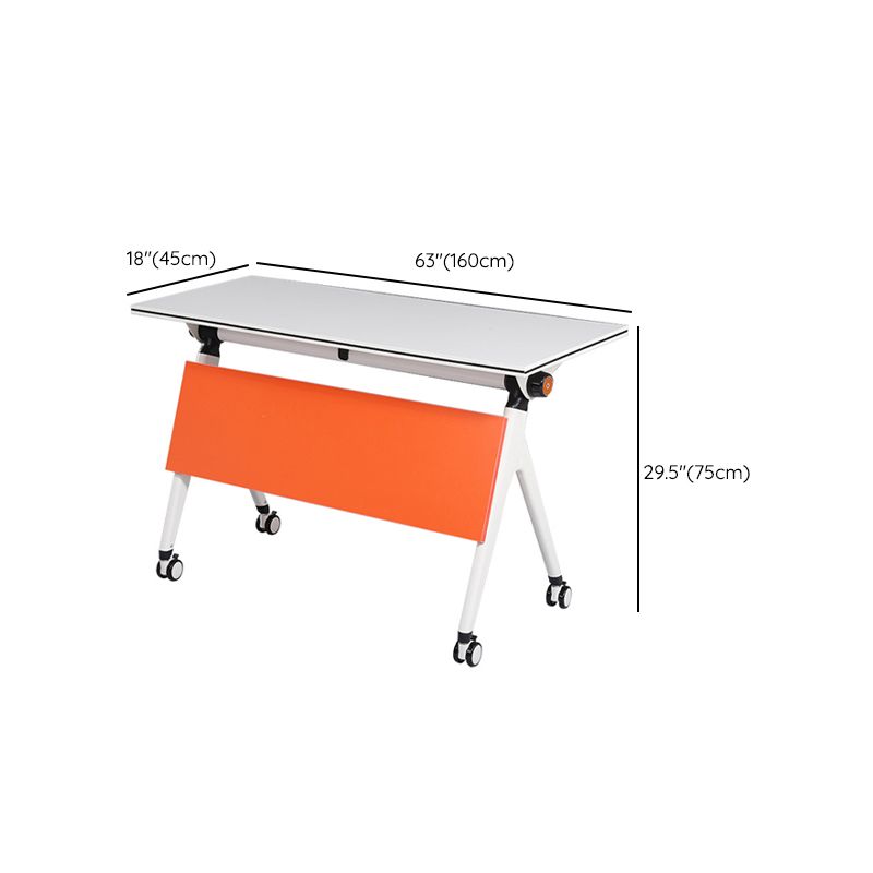 Bureau d'écriture blanc contemporain bureau rectangulaire avec roues lance-roues