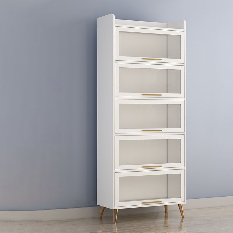 Porta di vetro Sideboard contemporanea Bianco in legno ingegnerizzato per sala da pranzo