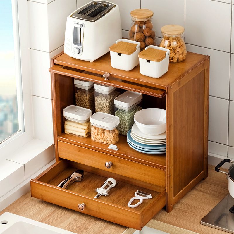 Sideboard di bambù contemporaneo di bambù con cassetti per sala da pranzo