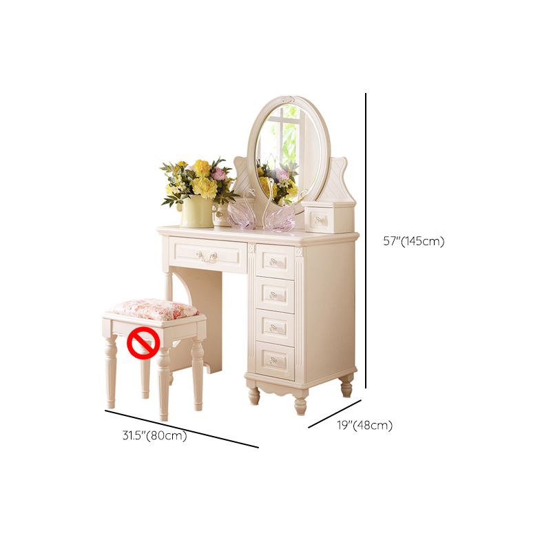 Set di sgabelli da letto vittoriano per il trucco bianco vanity da banco con cassetto