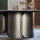 Modern Oval Dining Table Stainless Steel Base Double Pedestal Table for Room