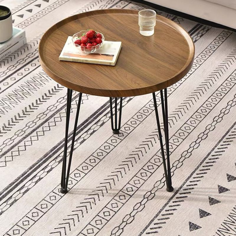 3 Legs Base Design Black Base Plate Countertop Walnut/wood Round Side Table