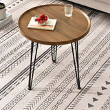 3 Legs Base Design Black Base Plate Countertop Walnut/wood Round Side Table