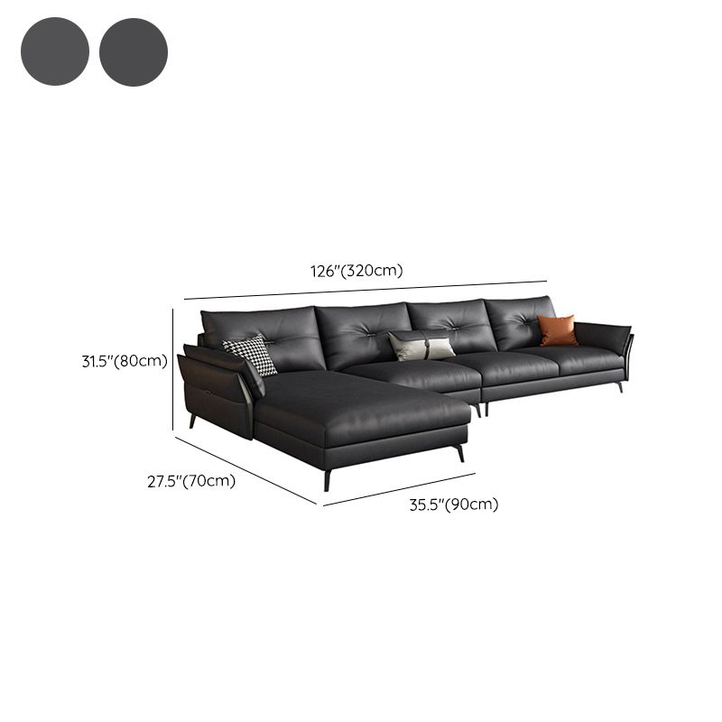 Mid Century Faux Leather Sectional Flared Arm Sectional Set in Black Clearhalo 'furn' 'furn_sectionals' 'Furniture' 'Living Room Furniture' 'Sectionals' 1200x1200_4add4a58-3ca8-4fe0-9fee-625ed501863e
