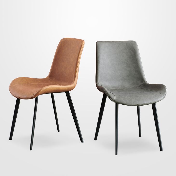 Upholstered Armless Dining Chairs Leather Solid Back Side Chairs with Metal Legs Clearhalo ' kitchen&dining_furn' 'Dining Chairs' 'Dining Tables & Seating' 'dining_chair' 'furn' 'furn_dining_chair' 'Furniture' 'furniture_dining_chair' 'Kitchen & Dining Furniture' 'kitchen' 1200x1200_4adf21d7-5a30-4430-af3b-dcfbcb73a70c