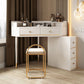 White Makeup Table Stool Set with Drawers for Bedroom 33.5" High