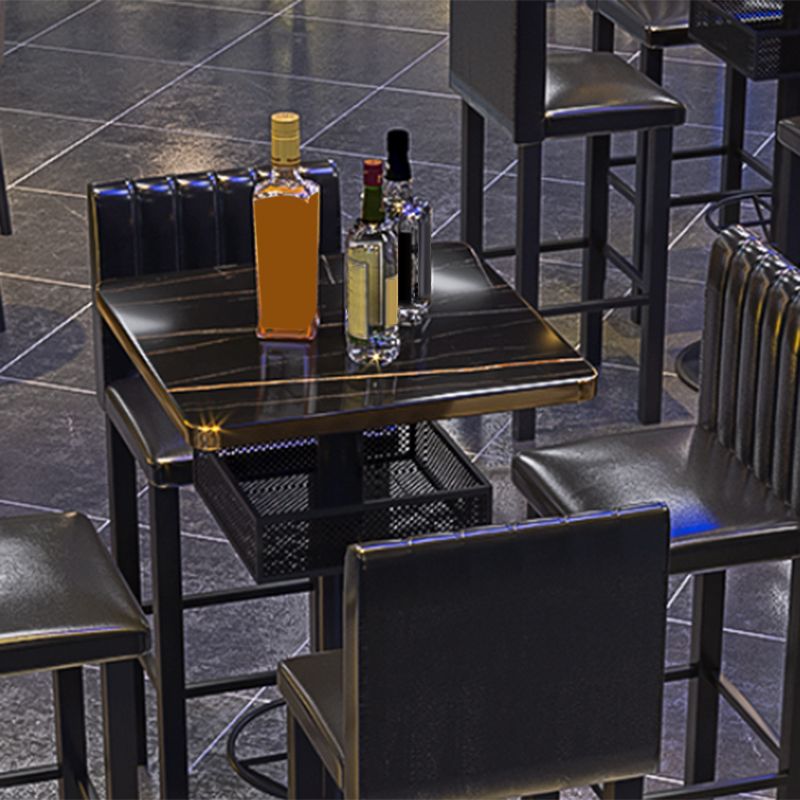 Industrial Style Bar Wine Table Black Bar Dining Table with Storage Clearhalo 'Bar Furniture' 'Bar Tables' 'bar_tables' 'furn' 'furn_bar_tables' 'Furniture' 'Kitchen & Dining Furniture' 1200x1200_4ae2aafe-a411-4b99-a521-b0066c1ceffc