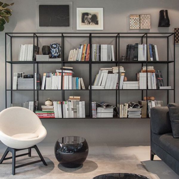 Floating Bookcase Industrial Metal Shelf Bookcase for Study Room