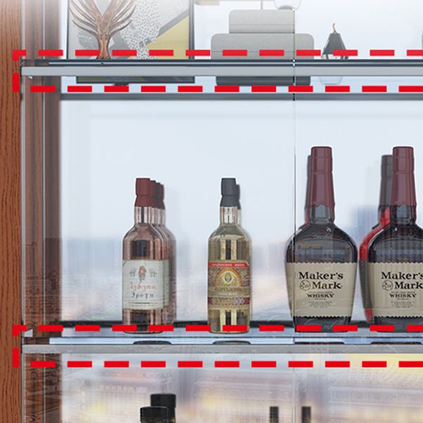 Portes en verre en bois massif du buffet moderne Armoires de verrouillage salon avec lumières LED