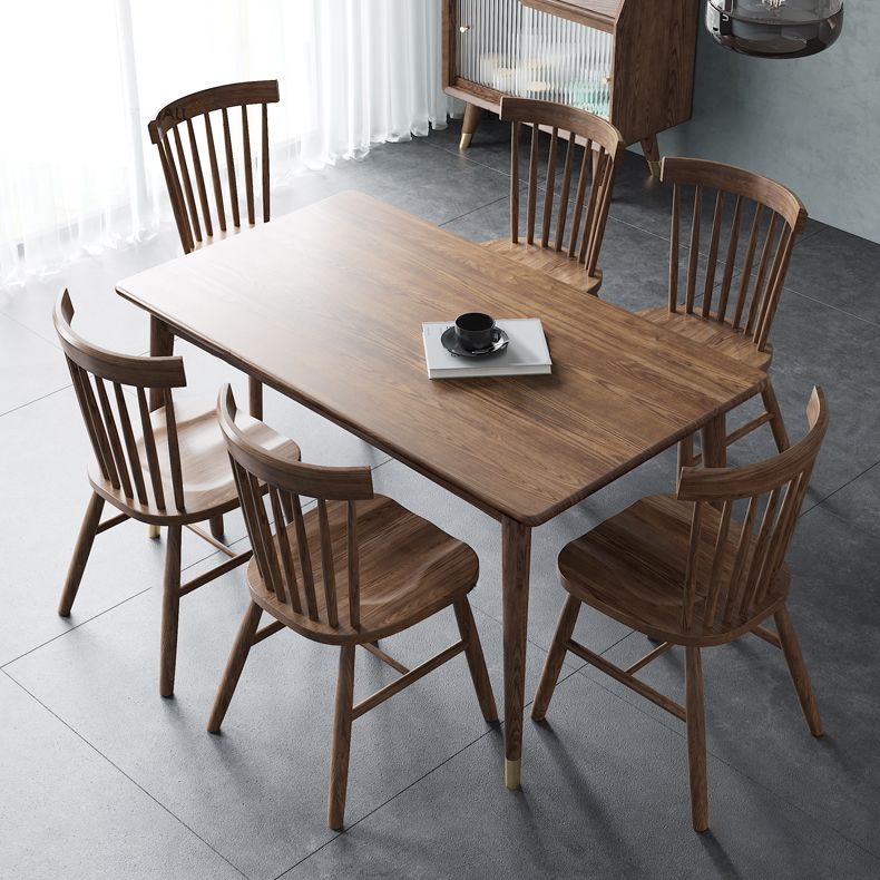 Rectangle Ash Wood Table in Walnut Luxury Dining Table with 4 Legs for Restaurant Clearhalo ' dining_table' 'Dining Tables & Seating' 'Dining Tables' 'furn' 'furn_dining_table' 'Furniture' 'furniture_dining_table' 'Kitchen & Dining Furniture' 'kitchen&dining_furn' 'kitchen' 'kitchen_dining_table' 1200x1200_4ae4208c-2482-4571-8870-9c89a06fb086