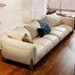 Genuine Leather Loose Back Sofa 31.5" H Beige Tuxedo Arm Sofa