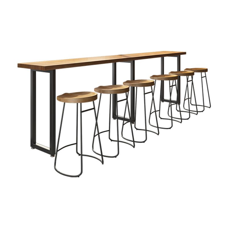 Modern Bar Table Set 1/7 Pieces Solid Wood Rectangle Bar table with Backless Stools Clearhalo 'Bar Furniture' 'furn' 'furn_home_bar_bar_sets' 'Furniture' 'Home Bars & Bar Sets' 'home_bar_bar_sets' 'Kitchen & Dining Furniture' 1200x1200_4ae6ca30-5800-4d07-b306-e5d9b27a0de8