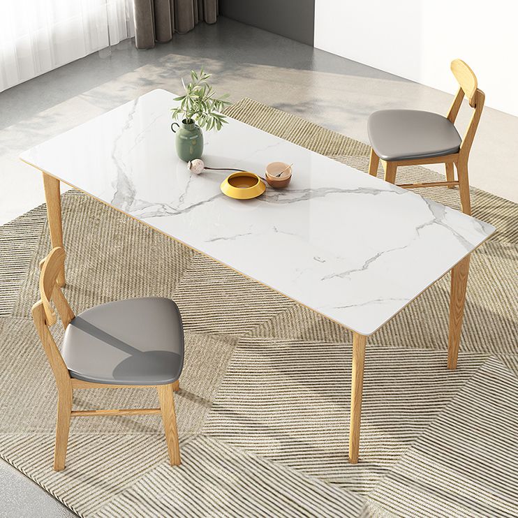 Midcentury Rectangle Dining Table Sintered Stone Table with 4 Legs Wood Base Clearhalo ' dining_table' 'Dining Tables & Seating' 'Dining Tables' 'furn' 'furn_dining_table' 'Furniture' 'furniture_dining_table' 'Kitchen & Dining Furniture' 'kitchen&dining_furn' 'kitchen' 'kitchen_dining_table' 1200x1200_4ae783ba-a6af-47c2-88b0-0a1b651ddc68
