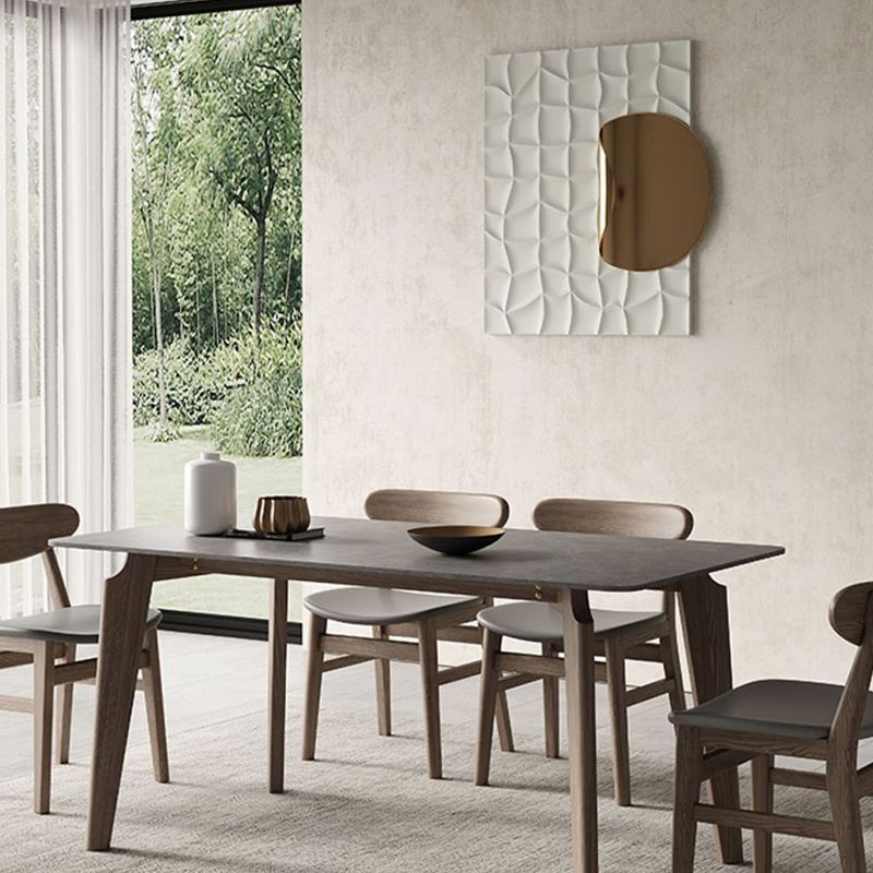 Modern 1/4/5/6 Pieces Rectangle Dining Set Sintered Stone Top Solid Wood Table Set Clearhalo 'Dining Room Sets' 'Dining Tables & Seating' 'dining_room_set' 'furn' 'furn_dining_room_set' 'Furniture' 'Kitchen & Dining Furniture' 1200x1200_4aea28f6-f7ee-43f9-a420-cce15fc69d97