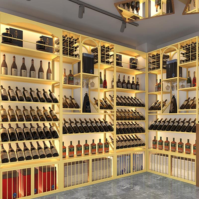 Glam Metal Wine Bottle Rack Floor Bottle Holder for Living Room Clearhalo 'furn' 'furn_wine_racks' 'Furniture' 'Kitchen & Dining Furniture' 'Wine Racks' 'wine_racks' 1200x1200_4aeaeb4e-226d-4b29-b302-688341df4851