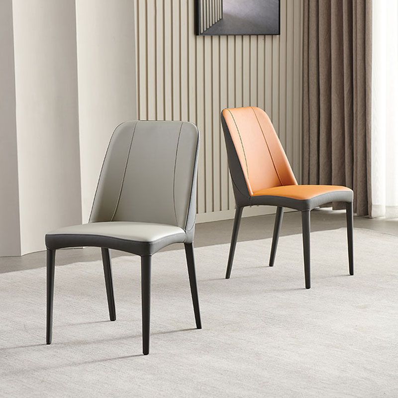 Industrial Home Side Chair Solid Back Metal Upholstered Dining Side Chair (Set of 2) Clearhalo ' kitchen&dining_furn' 'Dining Chairs' 'Dining Tables & Seating' 'dining_chair' 'furn' 'furn_dining_chair' 'Furniture' 'furniture_dining_chair' 'Kitchen & Dining Furniture' 'kitchen' 1200x1200_4aeb01ce-444a-4421-b0d3-41739c79bfb5