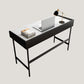 2 laden Office Desk Stone rechthoekig schrijfbureau met ijzeren benen
