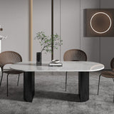 Metal Contemporary Double Pedestal Dining Table Sintered Stone Table for Dining Room Clearhalo ' dining_table' 'Dining Tables & Seating' 'Dining Tables' 'furn' 'furn_dining_table' 'Furniture' 'furniture_dining_table' 'Kitchen & Dining Furniture' 'kitchen&dining_furn' 'kitchen' 'kitchen_dining_table' 1200x1200_4aed3e1c-b506-414d-953c-ee828ba16c8b