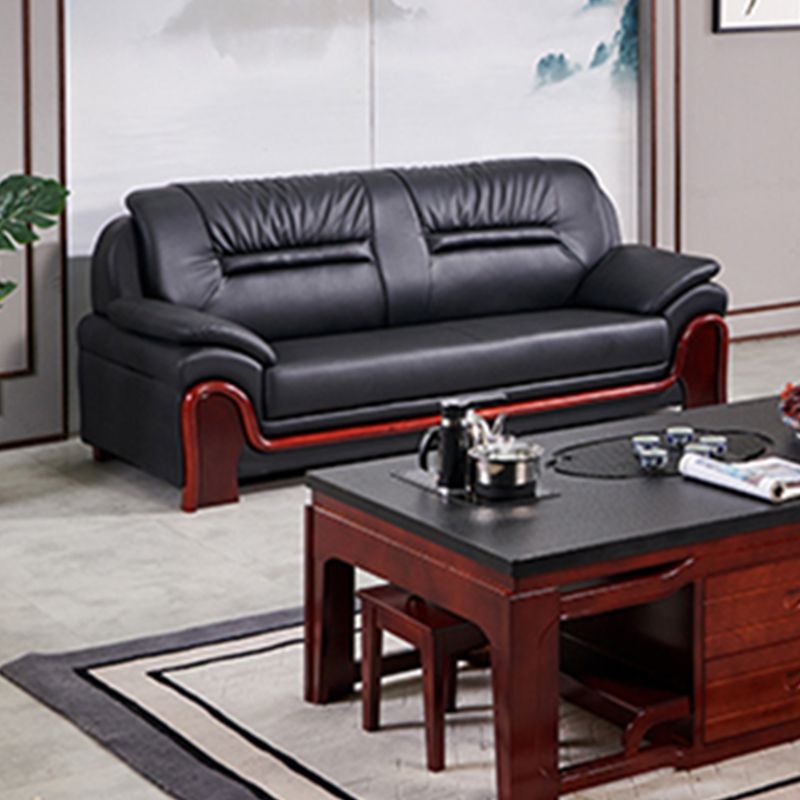 Modern Leather Sofa 34.65" Wide Pillow Top Arm in Black for Living Room Clearhalo 'furn' 'furn_sofas' 'Furniture' 'Living Room Furniture' 'Sofa' 'sofas' 1200x1200_4aedad10-79ec-4338-9c3d-1c7fbf1d0e58