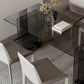 Glass Contemporary Free Form Dining Table Clear Glass Table with Double Pedestal Clearhalo 'Dining Tables & Seating' 'Dining Tables' 'dining_table' 'furn' 'furn_dining_table' 'Furniture' 'furniture_dining_table' 'Kitchen & Dining Furniture' 'kitchen' 'kitchen_dining_table' 1200x1200_4aeecf39-193a-43f1-b2fc-983f3e0083ef