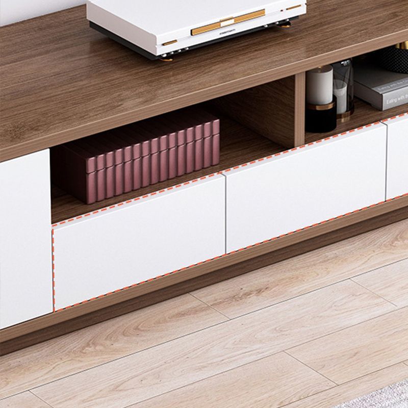 Wooden TV Stand Console Open Storage TV Stand with 2 Storages