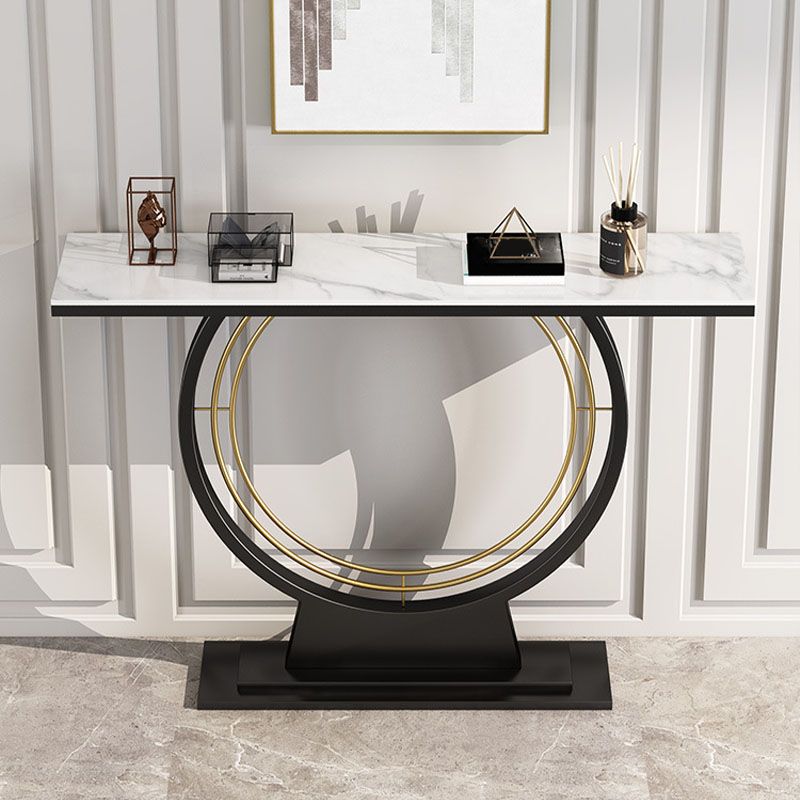 Modern Metal Console Sofa Table Rectangle Stone Console Accent Table for Hall Clearhalo 'Console Tables' 'console_tables' 'Entry & Mudroom Furniture' 'furn' 'furn_console_tables' 'Furniture' 1200x1200_4af035dd-1119-482a-9b84-e528f665a66a