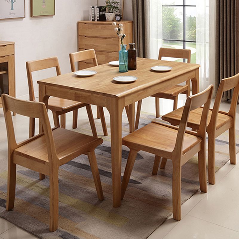 Contemporary Rectangle Dining Table Rubberwood Solid Wood Table with 4 Legs Clearhalo ' dining_table' 'Dining Tables & Seating' 'Dining Tables' 'furn' 'furn_dining_table' 'Furniture' 'furniture_dining_table' 'Kitchen & Dining Furniture' 'kitchen&dining_furn' 'kitchen' 'kitchen_dining_table' 1200x1200_4af21641-70e9-4ace-9f2e-0eb9b2eccf8c