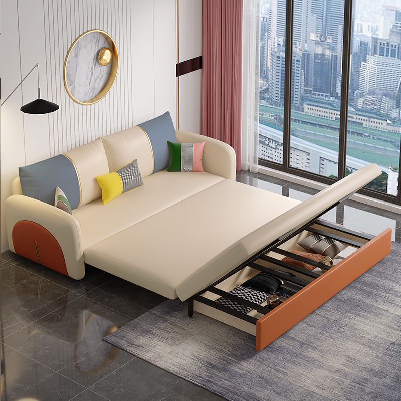 Faux Leather Square Arm Sofa Bed Contemporary Stain Resistant Convertible Sofa Clearhalo 'furn' 'furn_sofas' 'Furniture' 'Living Room Furniture' 'Sofa' 'sofas' 1200x1200_4af2b484-da03-4d15-acc3-8ee2d5670963