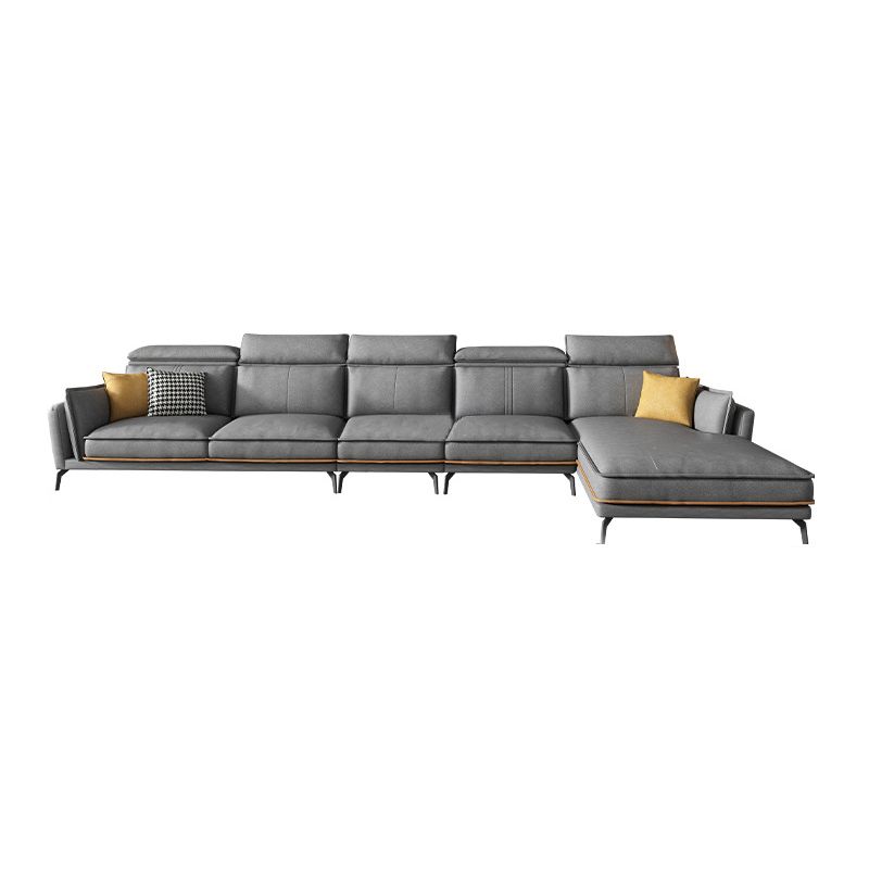Modern Square Arm Cushion Back Sectional Faux Leather Sofa and Chaise in Dark Gray Clearhalo 'furn' 'furn_sectionals' 'Furniture' 'furniture_sectionals' 'kitchen' 'kitchen_sectionals' 'Living Room Furniture' 'Sectionals' 1200x1200_4af3735e-e3dc-418b-84f0-c2cc5e70f8fe
