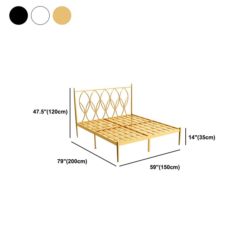 47" Tall Open-Frame Bed Glam Metallic Standard Bed with Headboard